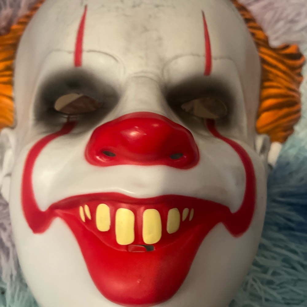 Creepy Clown Mask with Red and Orange Accents
